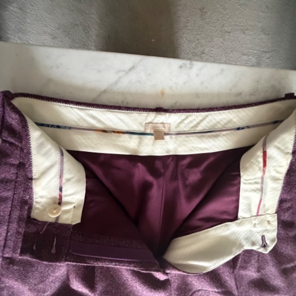 J. Crew Collection High Waist Wide Leg Tweed Wool pants in Mulberry Size 10 - Picture 6 of 8